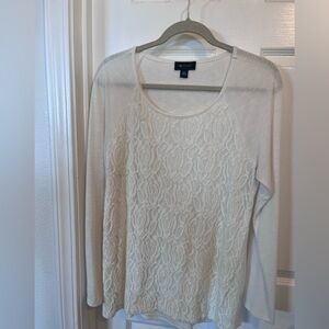 Cream Lace Long Sleeve Top